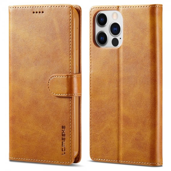 Lc.Imeeke iPhone 15 Pro Max Fodral med Kortfack Stativfunktion Ljusbrun