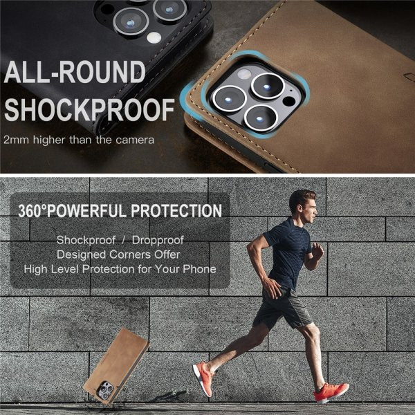 CaseMe iPhone 15 Pro Max Fodral Retro Flip Brun