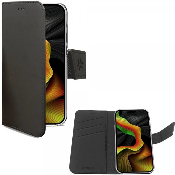 Celly iPhone 15 Pro Max Fodral Wally Wallet Case Svart