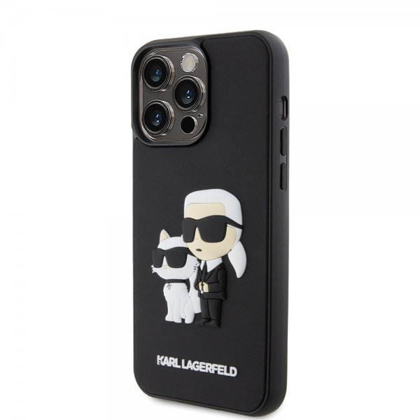 Karl Lagerfeld iPhone 15 Pro Max Skal 3D Rubber Karl & Choupette Svart