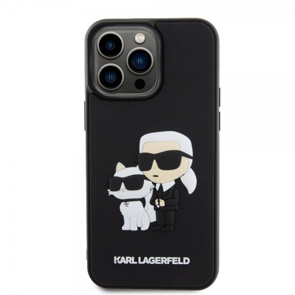 Karl Lagerfeld iPhone 15 Pro Max Skal 3D Rubber Karl & Choupette Svart