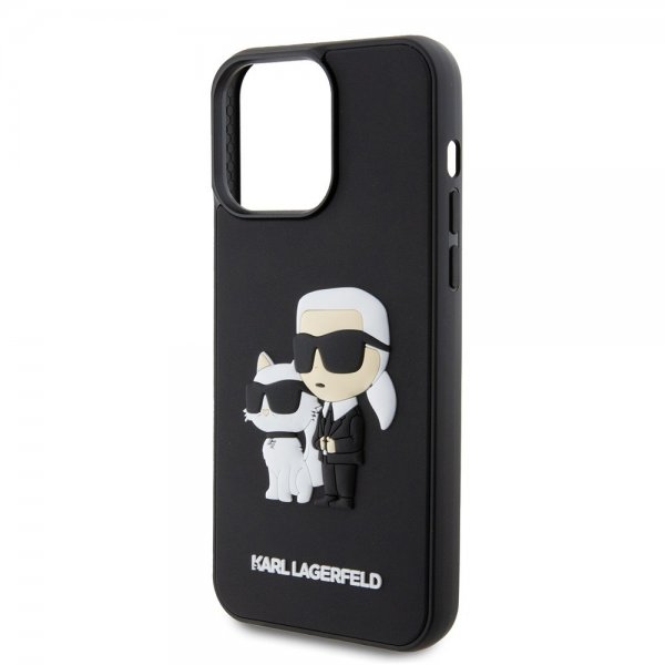 Karl Lagerfeld iPhone 15 Pro Max Skal 3D Rubber Karl & Choupette Svart
