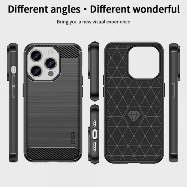 Mofi iPhone 15 Pro Max Skal Borstad Kolfibertextur Röd