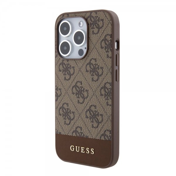 Guess iPhone 15 Pro Max Skal Bottom Stripe MagSafe Brun