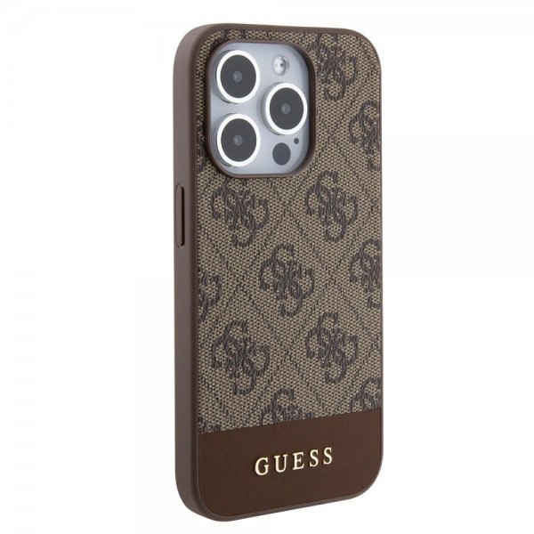 Guess iPhone 15 Pro Max Skal Bottom Stripe MagSafe Brun