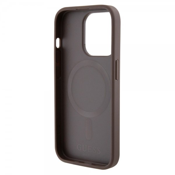 Guess iPhone 15 Pro Max Skal Bottom Stripe MagSafe Brun