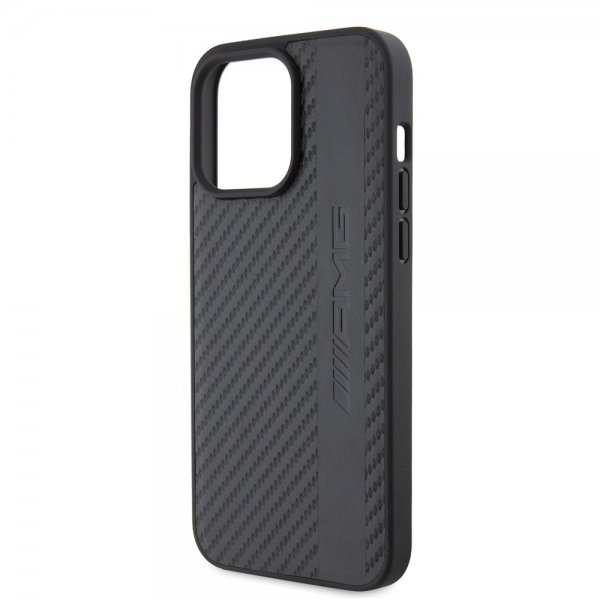 Mercedes Benz iPhone 15 Pro Max Skal Carbon Effect Leather Stripe AMG Svart
