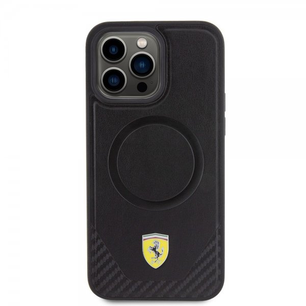 Ferrari iPhone 15 Pro Max Skal Carbon PU Leather MagSafe Svart