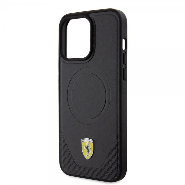Ferrari iPhone 15 Pro Max Skal Carbon PU Leather MagSafe Svart