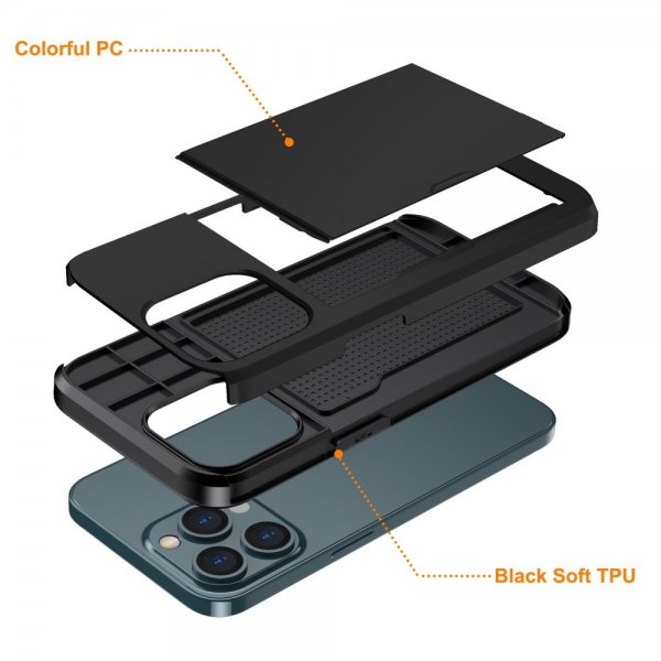 iPhone 15 Pro Max Skal Card Slide Svart