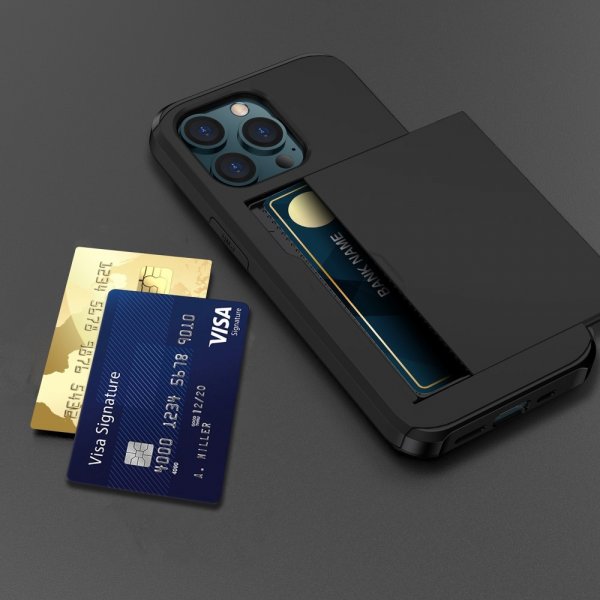 iPhone 15 Pro Max Skal Card Slide Svart