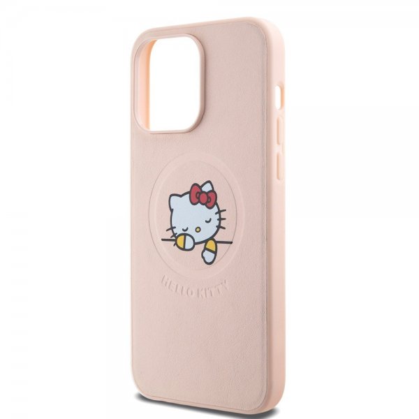 Hello Kitty iPhone 15 Pro Max Skal Debossed Logo MagSafe Rosa