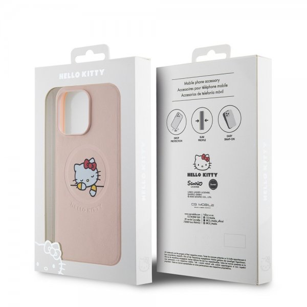 Hello Kitty iPhone 15 Pro Max Skal Debossed Logo MagSafe Rosa