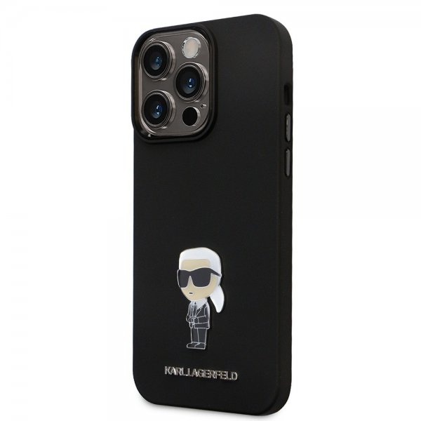 Karl Lagerfeld iPhone 15 Pro Max Skal Ikonik Metal Pin Svart