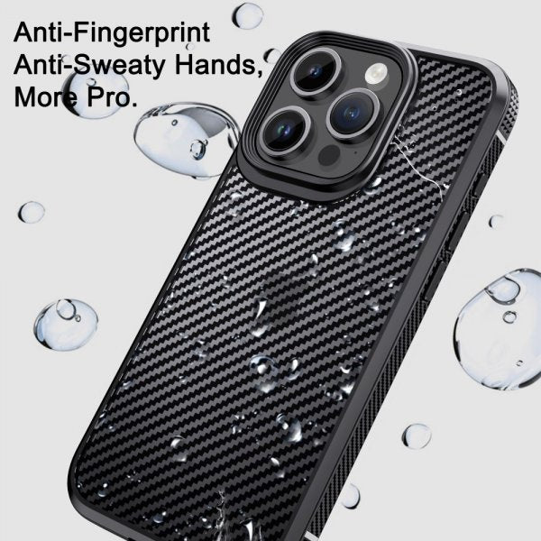 Ipaky iPhone 15 Pro Max Skal Kolfibermönster Svart
