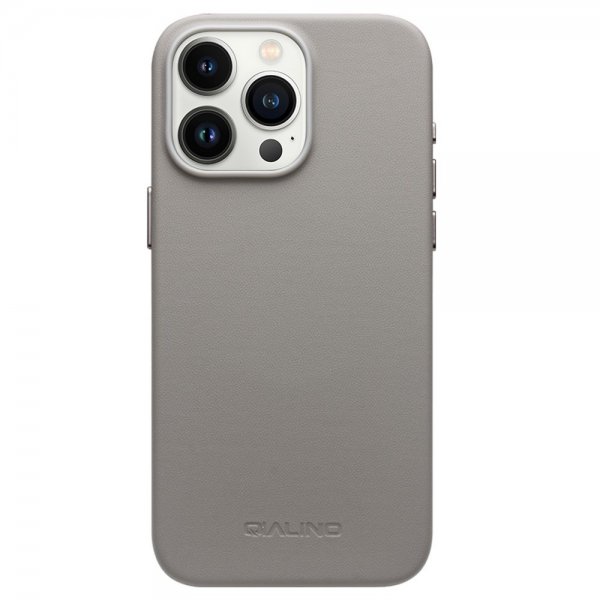Qialino iPhone 15 Pro Max Skal Konstläder MagSafe Grå
