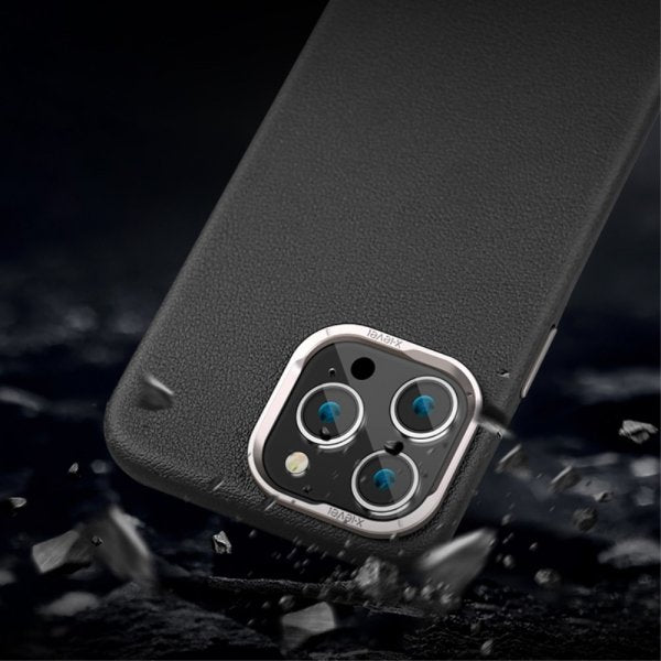 X-Level iPhone 15 Pro Skal Lädertextur MagSafe Grå