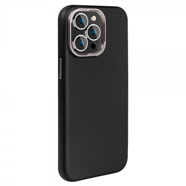 X-Level iPhone 15 Pro Max Skal Lädertextur MagSafe Svart
