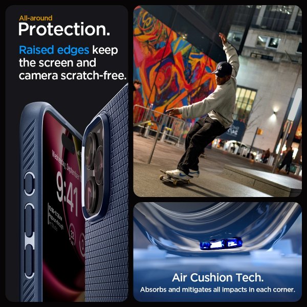 Spigen iPhone 15 Pro Max Skal Liquid Air Navy Blue