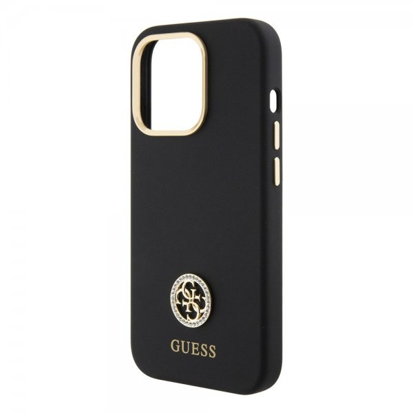Guess iPhone 15 Pro Max Skal Liquid Silicone Metal Logo Svart