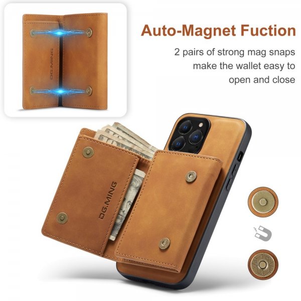 Dg.Ming iPhone 15 Pro Max Skal M1 Series Löstagbar Korthållare Brun