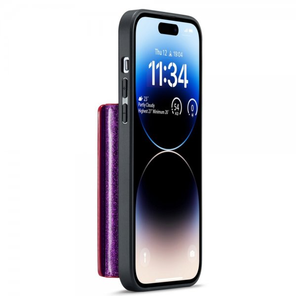 Dg.Ming iPhone 15 Pro Max Skal M3 Series Löstagbar Korthållare Glitter Lila