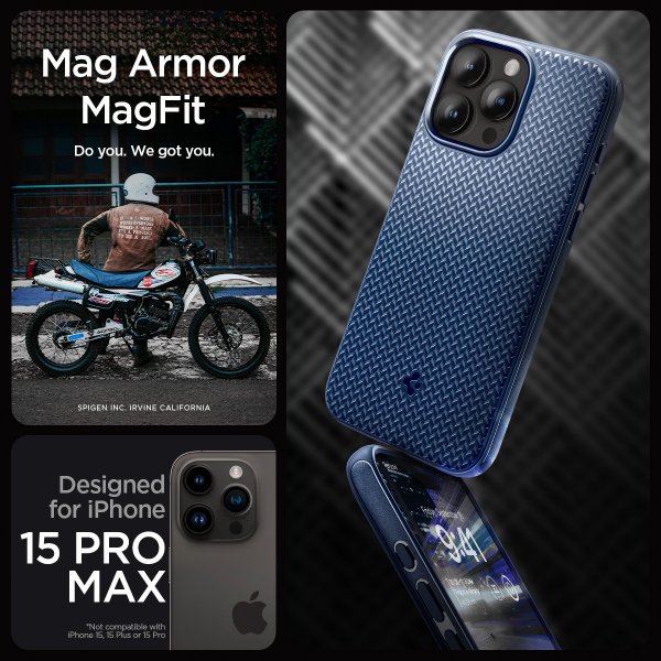 Spigen iPhone 15 Pro Max Skal Mag Armor MagFit Navy Blue