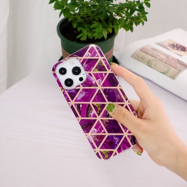 iPhone 15 Pro Max Skal Marmormönster Lila