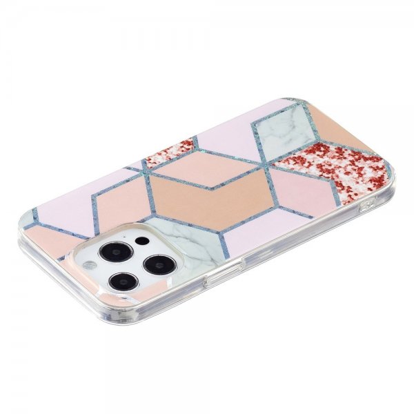iPhone 15 Pro Max Skal Marmormönster Röd Rosa