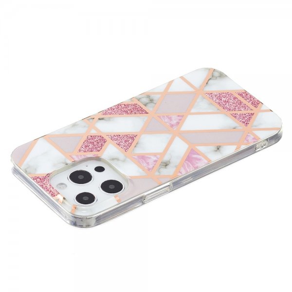 iPhone 15 Pro Max Skal Marmormönster Rosa Grå
