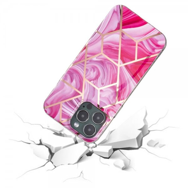 iPhone 15 Pro Max Skal Marmormönster Rosa Röd