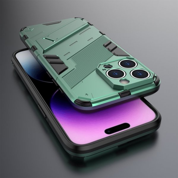 iPhone 15 Pro Max Skal med Stativ Grön