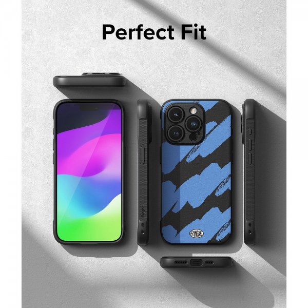 Ringke iPhone 15 Pro Max Skal Onyx Design Blue Brush