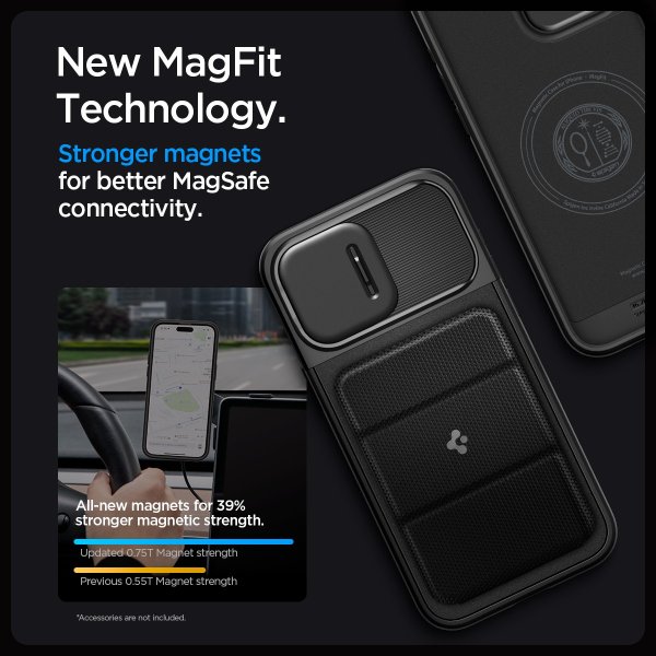 Spigen iPhone 15 Pro Max Skal Optik Armor MagFit Svart