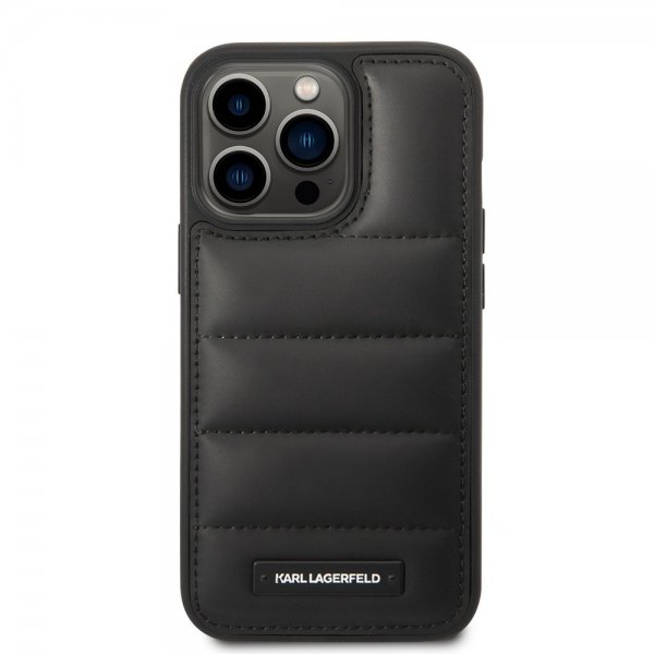 Karl Lagerfeld iPhone 15 Pro Max Skal Quilted Nylon Puffy Case Logo Plate Svart