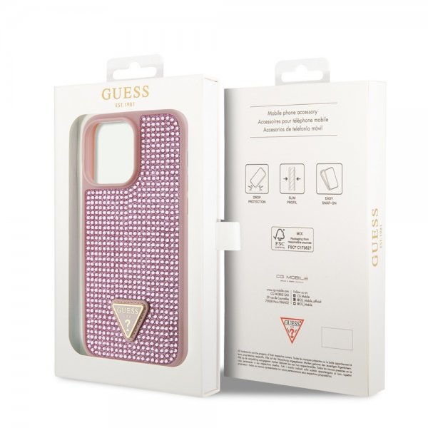 Guess iPhone 15 Pro Max Skal Rhinestone Rosa