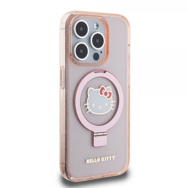 Hello Kitty iPhone 15 Pro Max Skal Ring Stand MagSafe Rosa