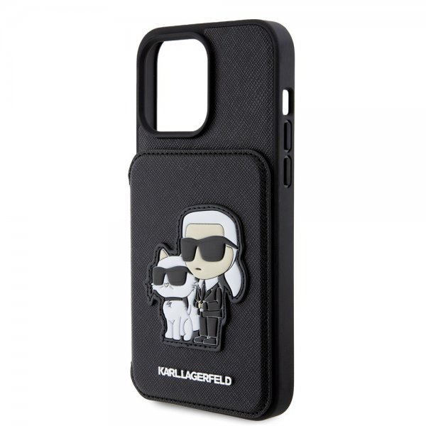 Karl Lagerfeld iPhone 15 Pro Max Skal Saffiano Card Slots & Stand Svart