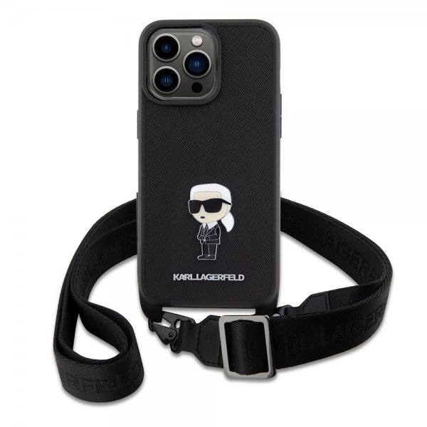 Karl Lagerfeld iPhone 15 Pro Max Skal Saffiano Crossbody Svart
