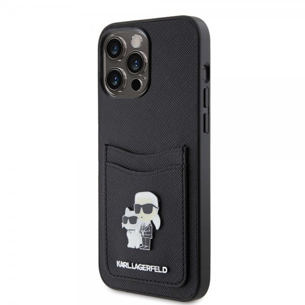 Karl Lagerfeld iPhone 15 Pro Max Skal Saffiano Double Cardslot Svart