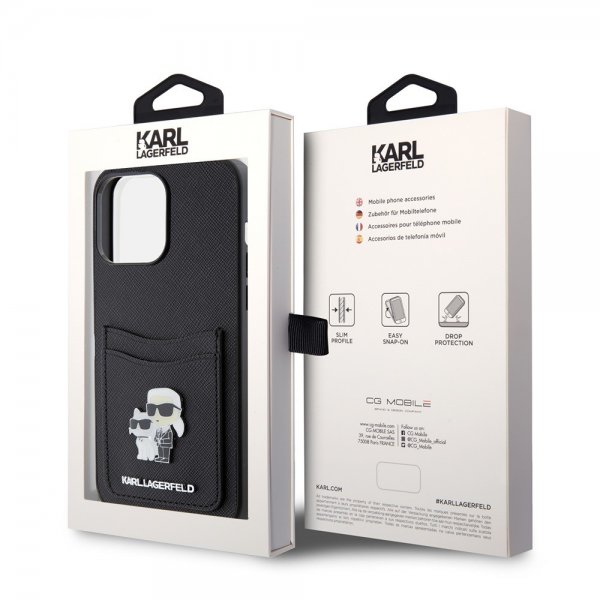 Karl Lagerfeld iPhone 15 Pro Max Skal Saffiano Double Cardslot Svart