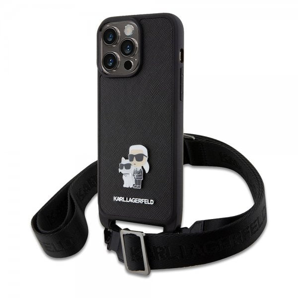 Karl Lagerfeld iPhone 15 Pro Max Skal Saffiano Karl & Choupette Crossbody Svart
