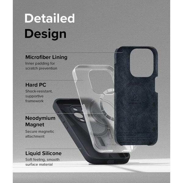 Ringke iPhone 15 Pro Max Skal Silicone Magnetic Deep Blue