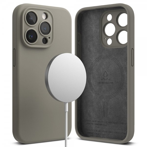 Ringke iPhone 15 Pro Max Skal Silicone Magnetic Grå