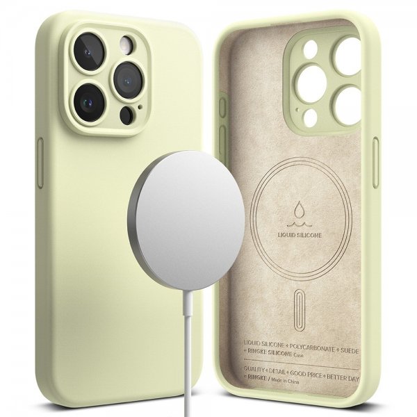 Ringke iPhone 15 Pro Max Skal Silicone Magnetic Sunny Lime