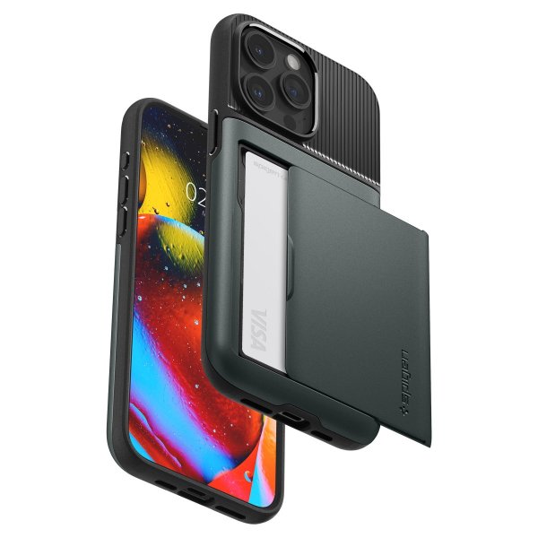 Spigen iPhone 15 Pro Max Skal Slim Armor CS Abyss Green