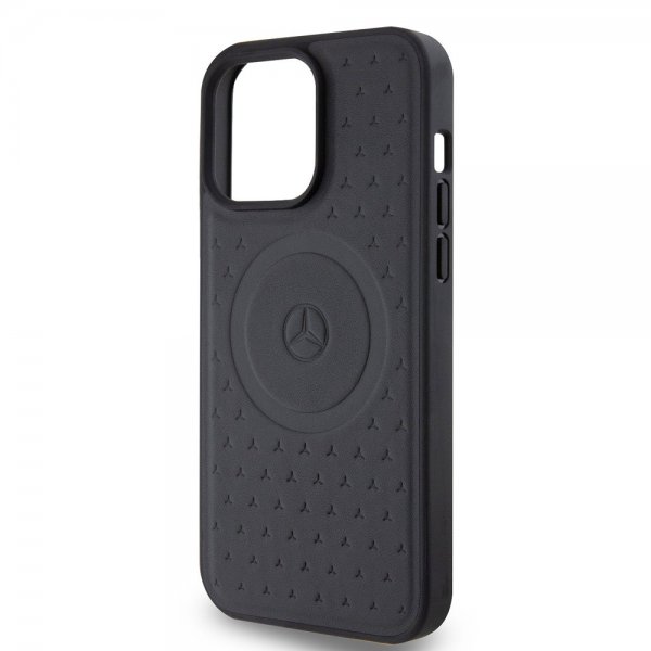 Mercedes Benz iPhone 15 Pro Max Skal Star Pattern MagSafe Svart