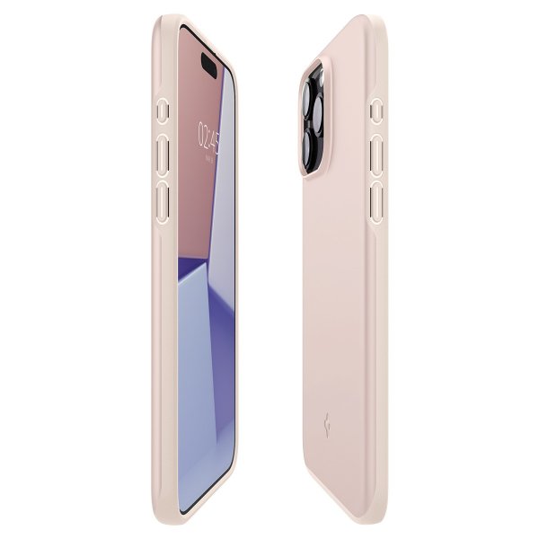 Spigen iPhone 15 Pro Max Skal Thin Fit Pink Sand