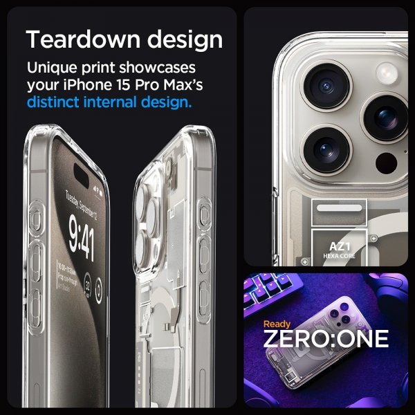 Spigen iPhone 15 Pro Max Skal Ultra Hybrid Zero One MagFit Natural Titanium