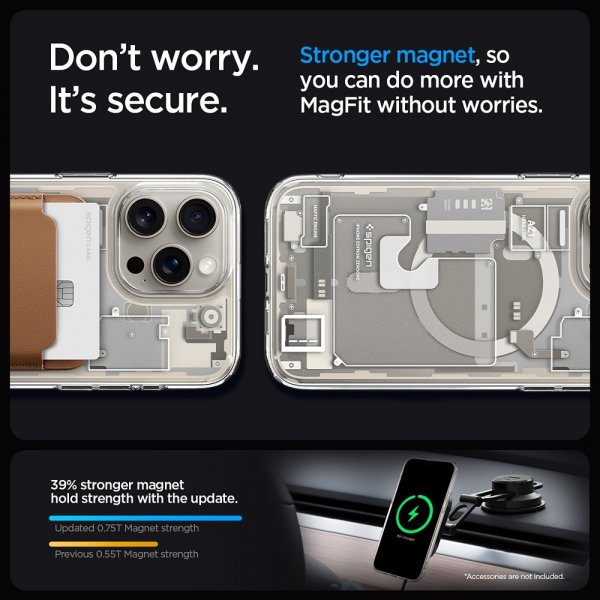 Spigen iPhone 15 Pro Max Skal Ultra Hybrid Zero One MagFit Natural Titanium